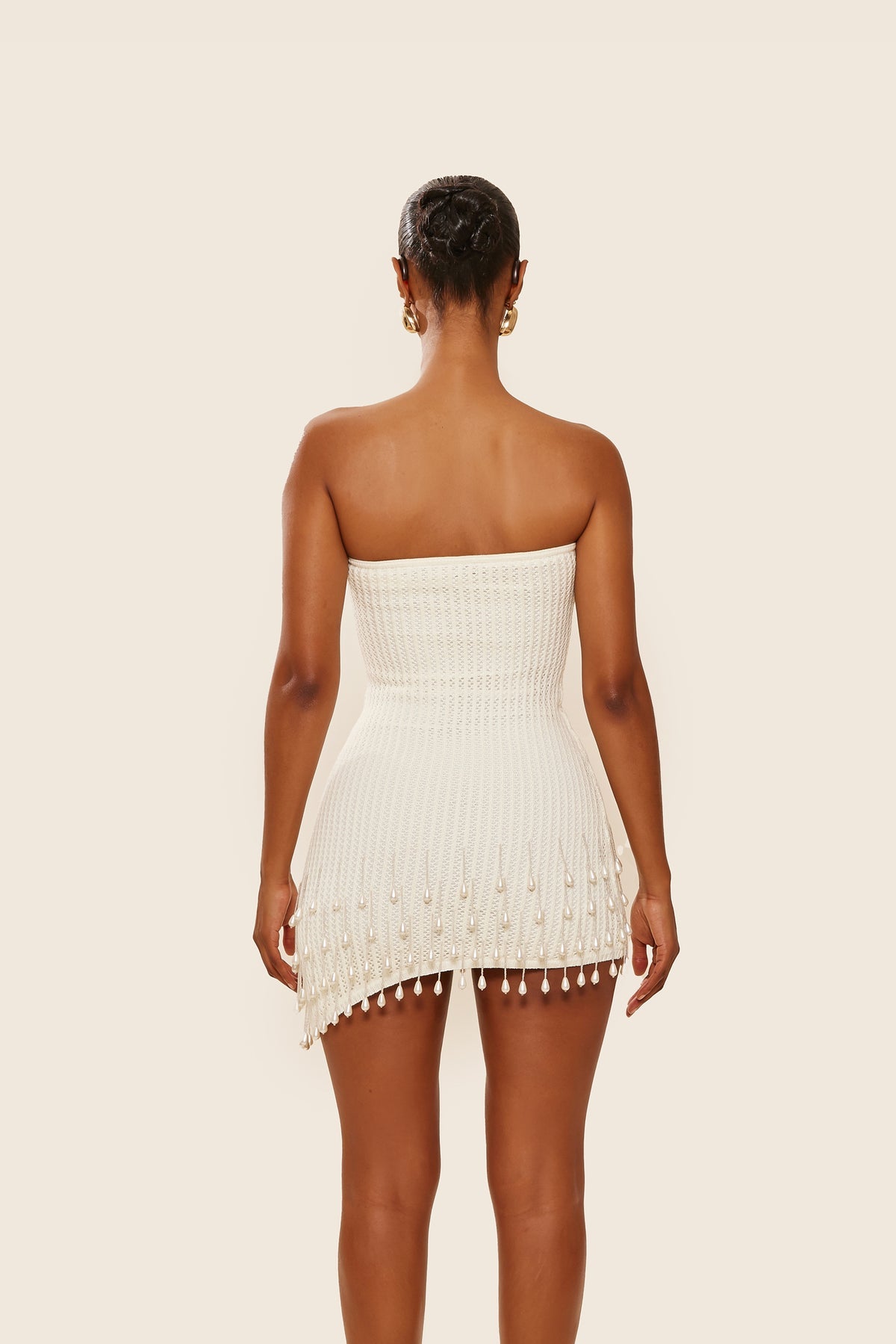 Pearl Kiss Crochet Mini Dress