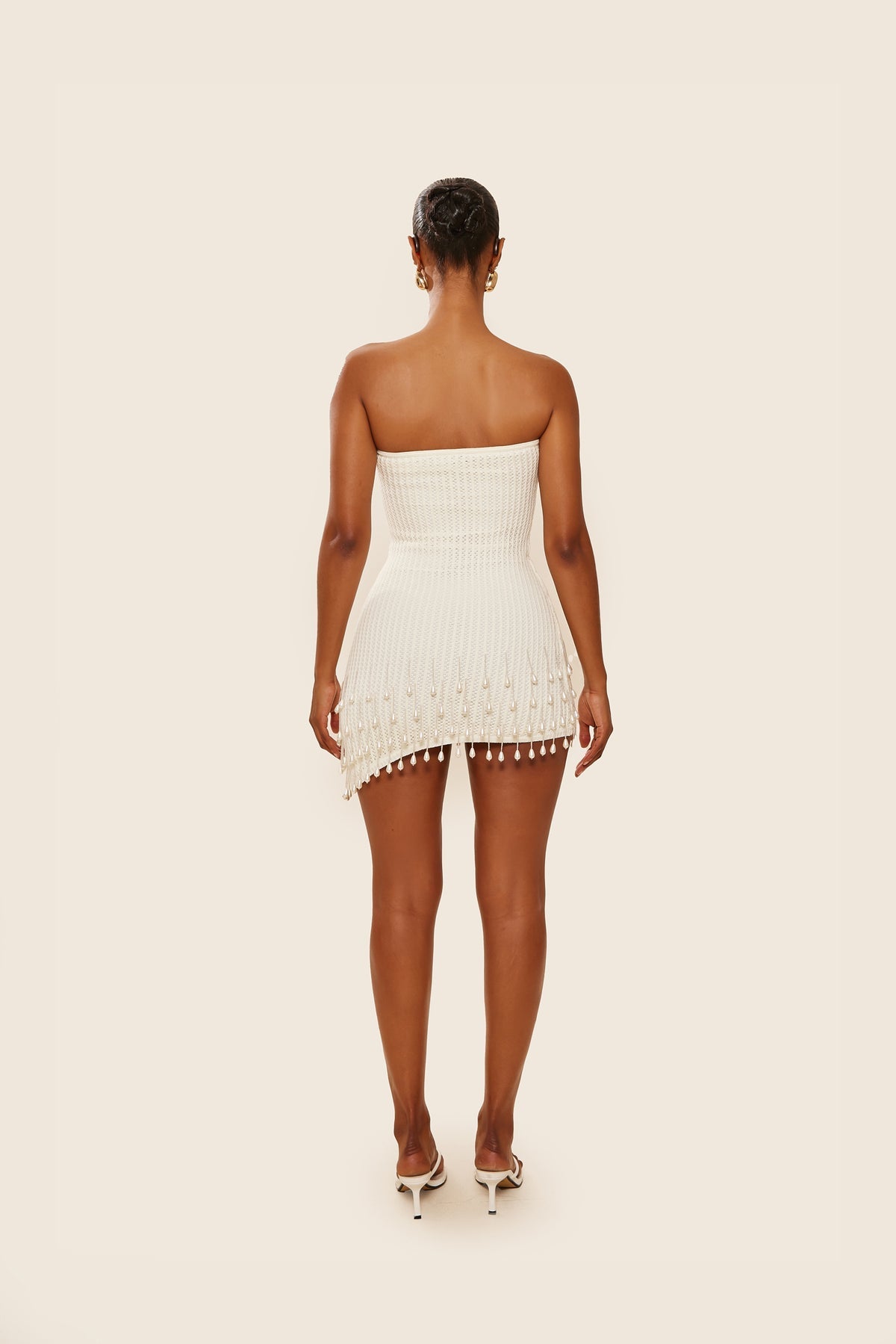 Pearl Kiss Crochet Mini Dress